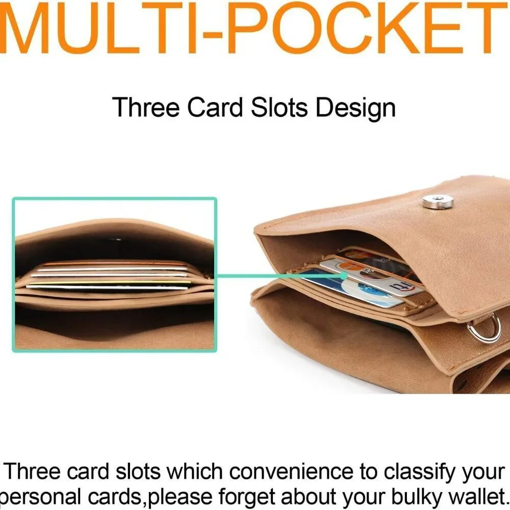 Small Crossbody Bag Synthetic Leather Compact Phone Wallet Purse Gift - Picture 5 of 8